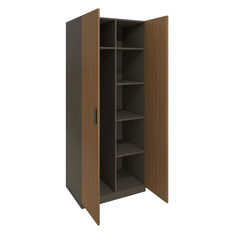 Wardrobe RFG Parma, with shelves, 800 х 550 х 2000 mm, chipboard 18 mm, walnut and pearl graphite