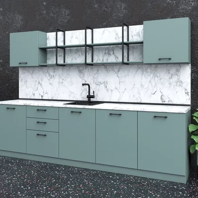 Kitchen Allegra, 3000 x 600 x 2110 mm, pastel colors