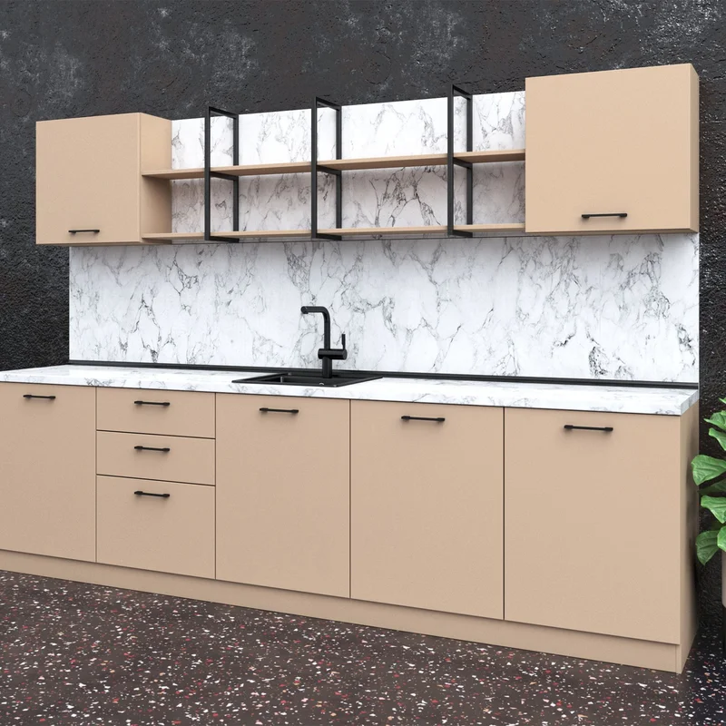 Kitchen Allegra, 3000 x 600 x 2110 mm, pastel colors