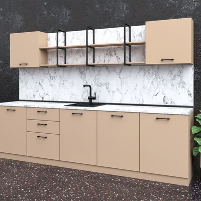 Kitchen Allegra, 3000 x 600 x 2110 mm, pastel colors