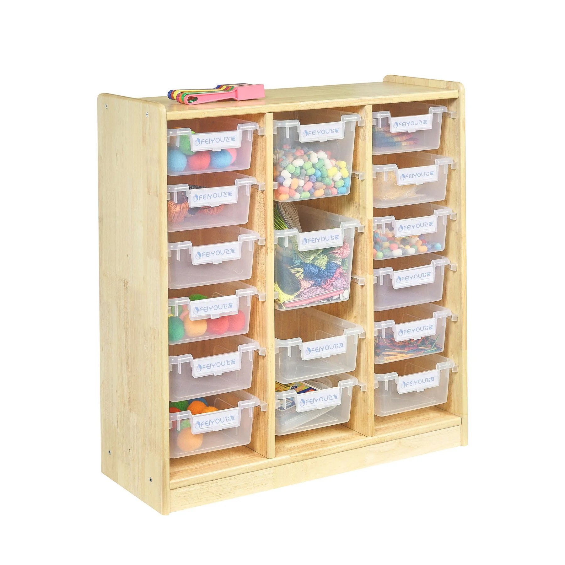 Shelving unit RFG Happy F000763, 15 trays, 18 mm plywood, 800 x 300 x 845 mm