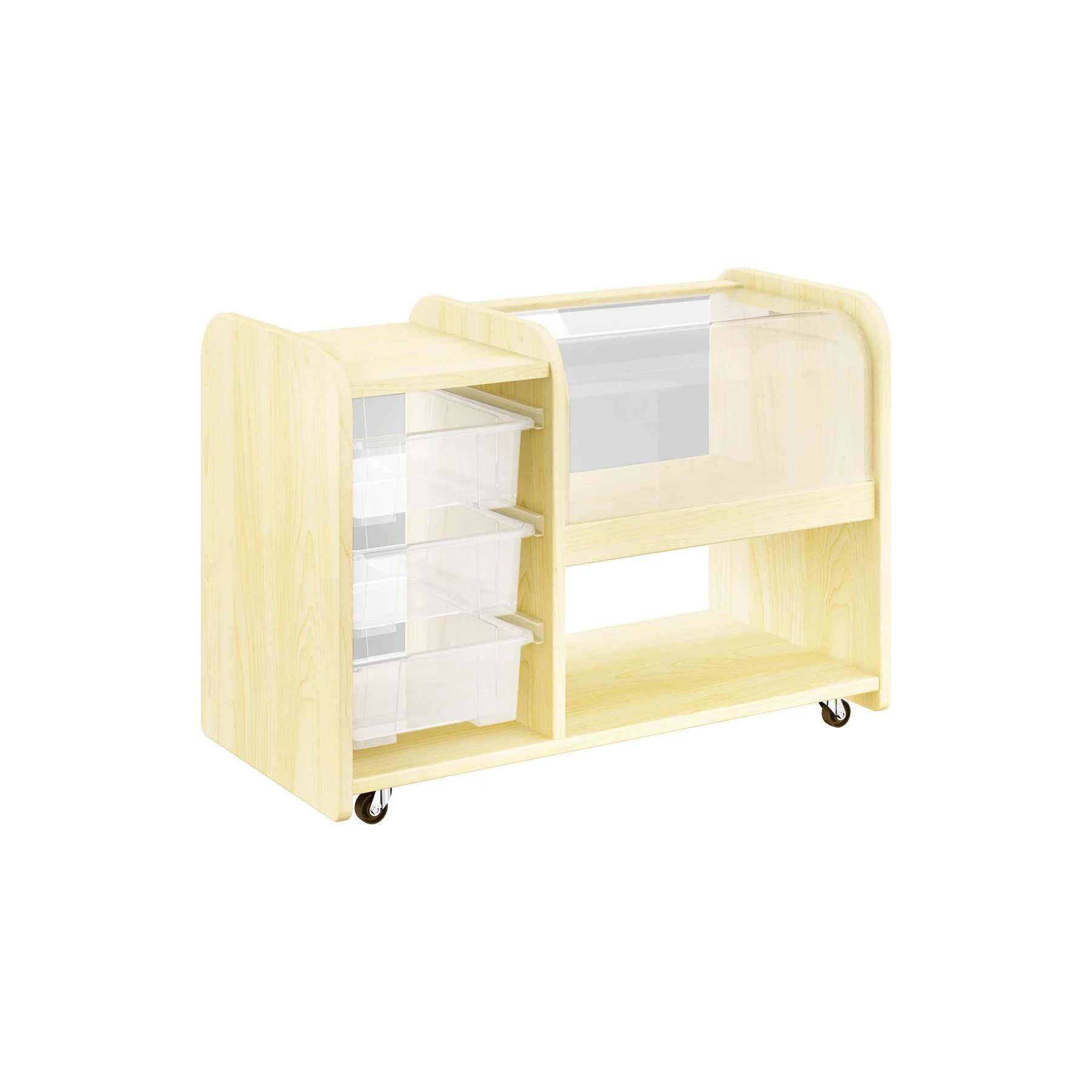 Shelving unit RFG Smarty F102759, on wheels, 3 trays, 18 mm plywood, 800 x 400 x 540 mm