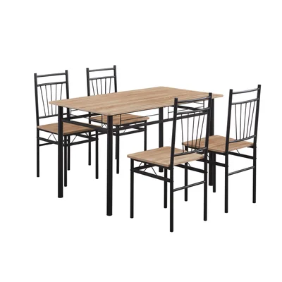 RFG Table with 4 Chairs Style, Sonoma Oak, Black Metal