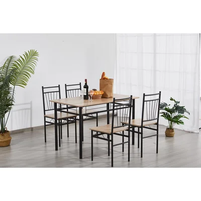RFG Table with 4 Chairs Style, Sonoma Oak, Black Metal