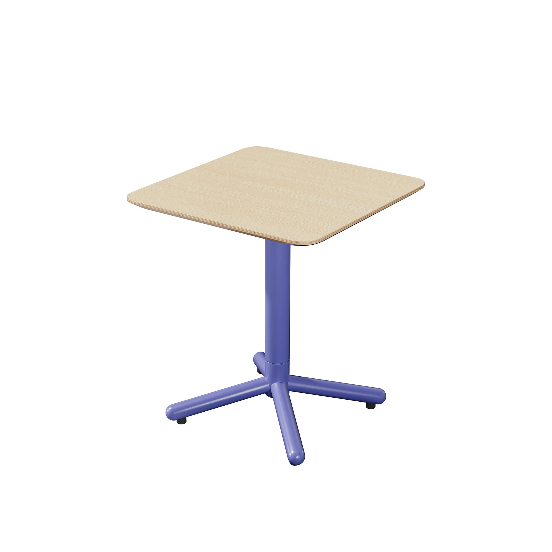 RFG Loop Dining Table, Square, 800 x 800 x 750 mm, 25 mm Plywood, Light Beech, Blue Metal Legs