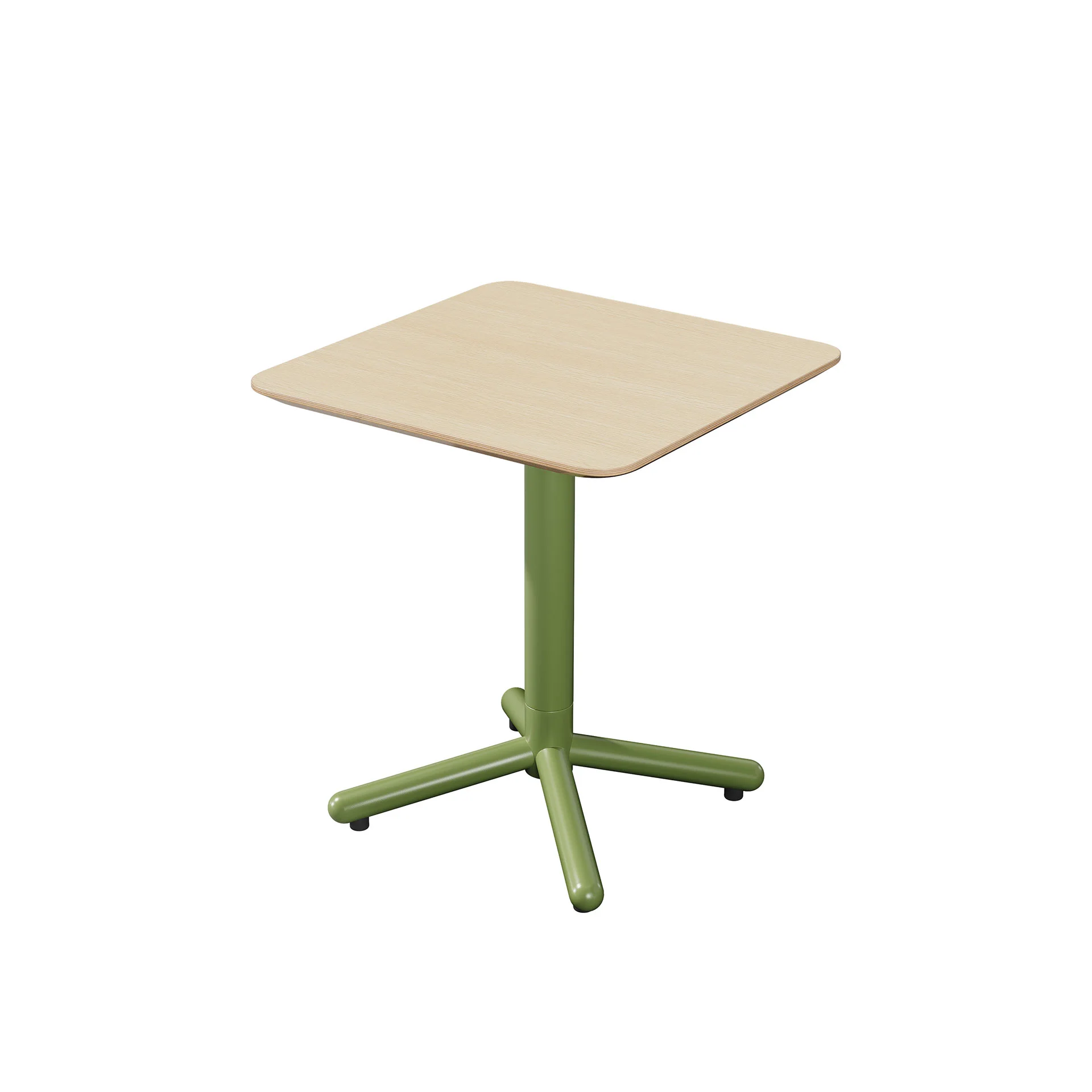 RFG Loop Dining Table, Square, 800 x 800 x 750 mm, 25 mm Plywood, Light Beech, Green Metal Legs