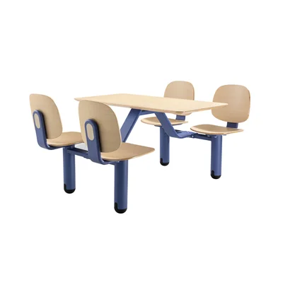 RFG Loop Dining Set, 1700 x 1200 x 835 mm, 25 mm Plywood, Light Beech, Blue Metal Base