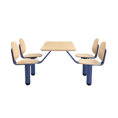 RFG Loop Dining Set, 1700 x 1200 x 835 mm, 25 mm Plywood, Light Beech, Blue Metal Base