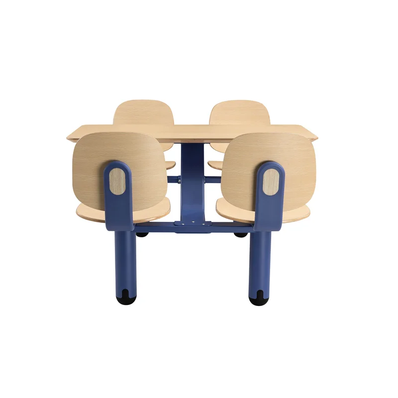 RFG Loop Dining Set, 1700 x 1200 x 835 mm, 25 mm Plywood, Light Beech, Blue Metal Base