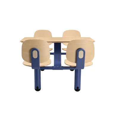 RFG Loop Dining Set, 1700 x 1200 x 835 mm, 25 mm Plywood, Light Beech, Blue Metal Base