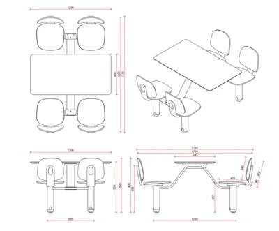 RFG Loop Dining Set, 1700 x 1200 x 835 mm, 25 mm Plywood, Light Beech, Blue Metal Base