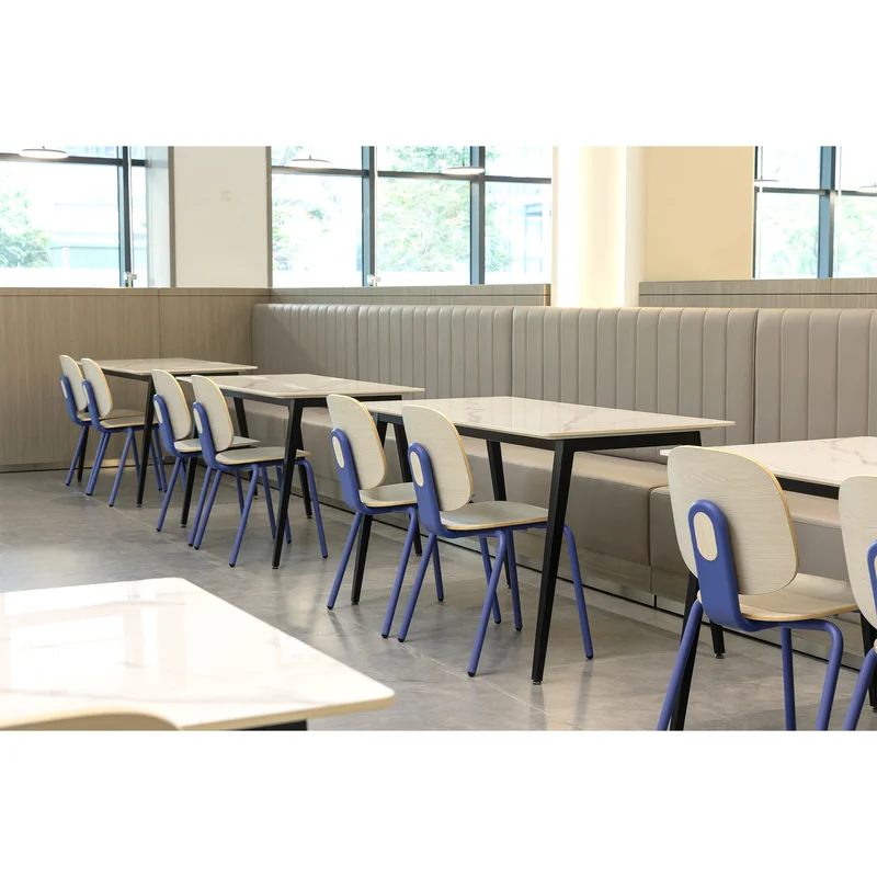 RFG Loop Dining Chair, Plywood, Light Beech, Blue Metal Legs, Set of 4