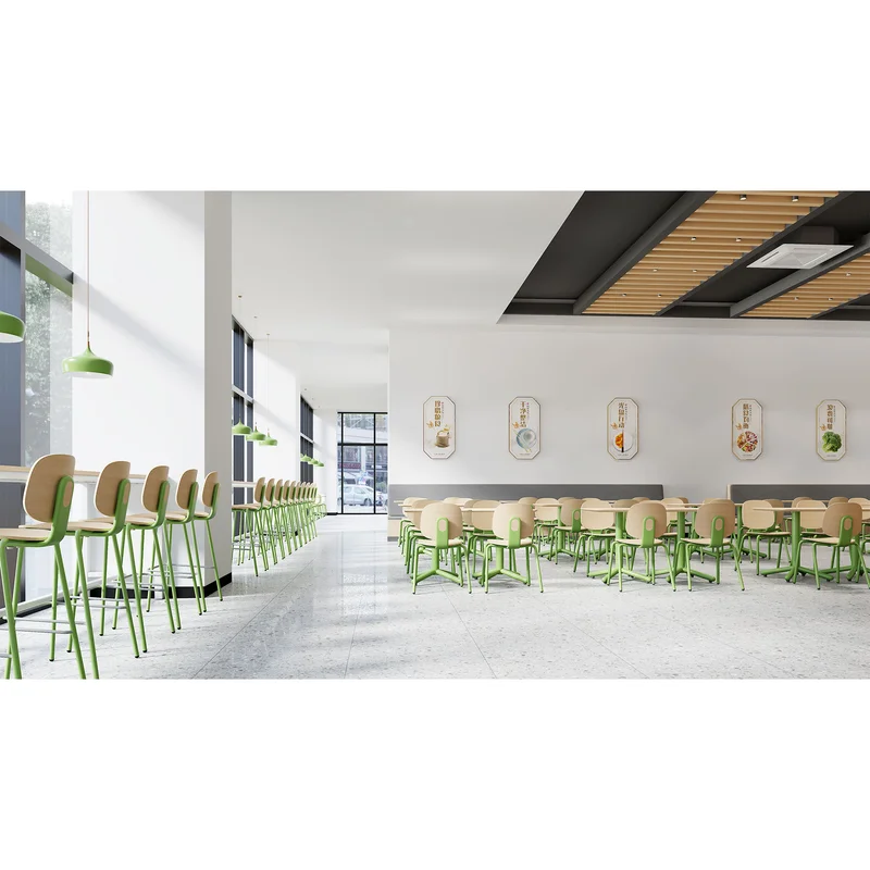 RFG Loop Dining Chair, Plywood, Light Beech, Green Metal Legs, Set of 4