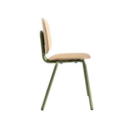 RFG Loop Dining Chair, Plywood, Light Beech, Green Metal Legs, Set of 4