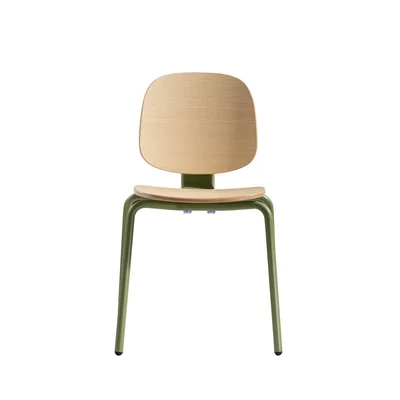 RFG Loop Dining Chair, Plywood, Light Beech, Green Metal Legs, Set of 4