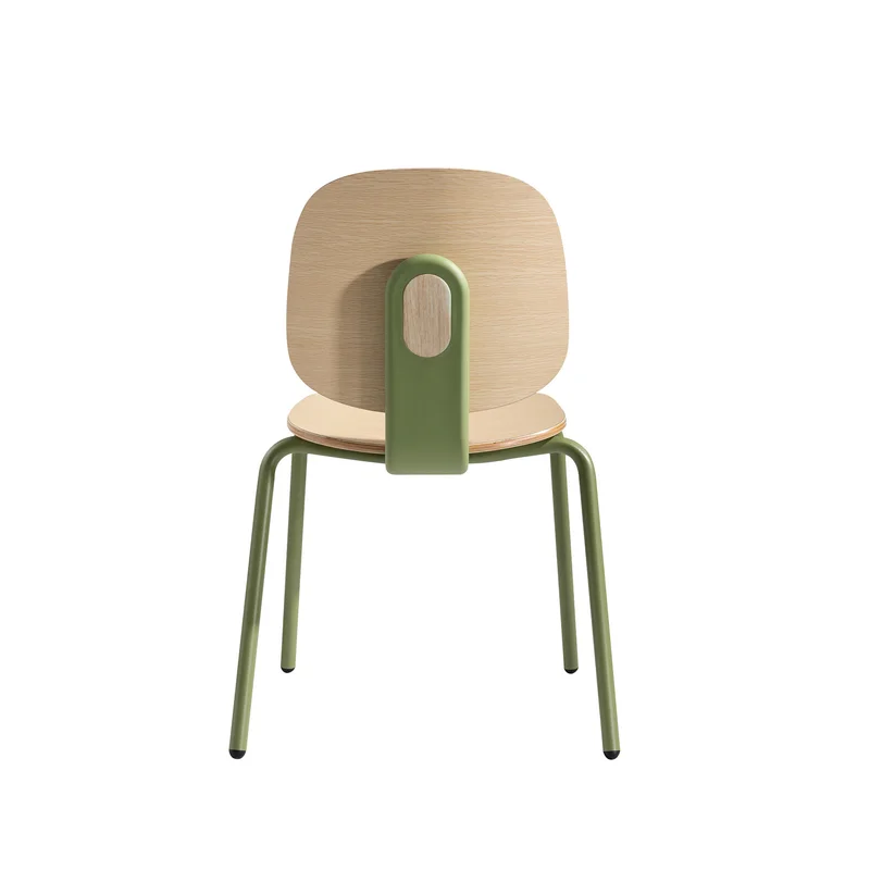 RFG Loop Dining Chair, Plywood, Light Beech, Green Metal Legs, Set of 4