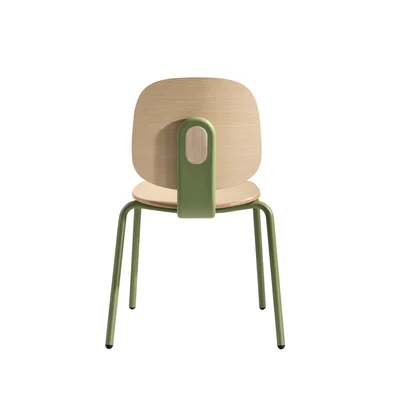 RFG Loop Dining Chair, Plywood, Light Beech, Green Metal Legs, Set of 4