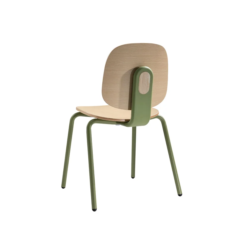RFG Loop Dining Chair, Plywood, Light Beech, Green Metal Legs, Set of 4