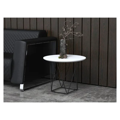 RFG Low table Erika H, 52 x 52 x 42 cm, white top and black metal legs, assembled sample