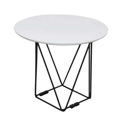 RFG Low table Erika H, 52 x 52 x 42 cm, white top and black metal legs, assembled sample