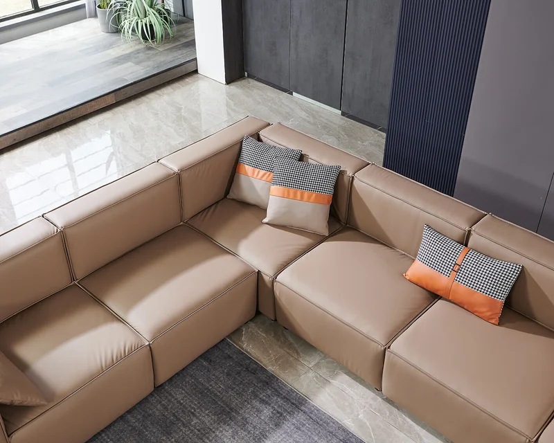 Ottoman RFG Kiano, square, eco leather, 750 x 880 x 420 mm, brown