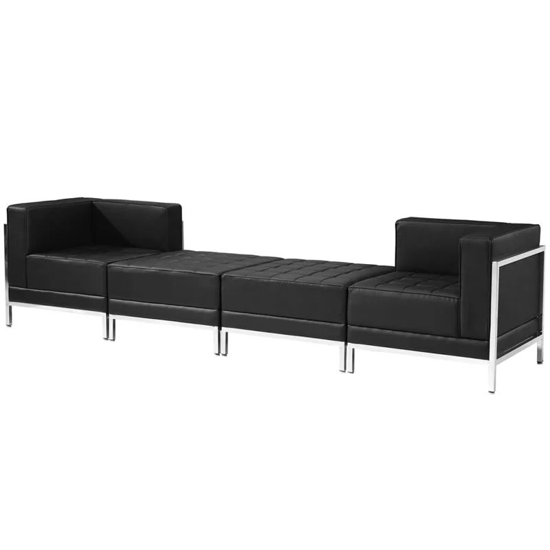 Sofa RFG Neo, two-seater, eco leather, metal base, 1450 x 720 x 700 mm, black