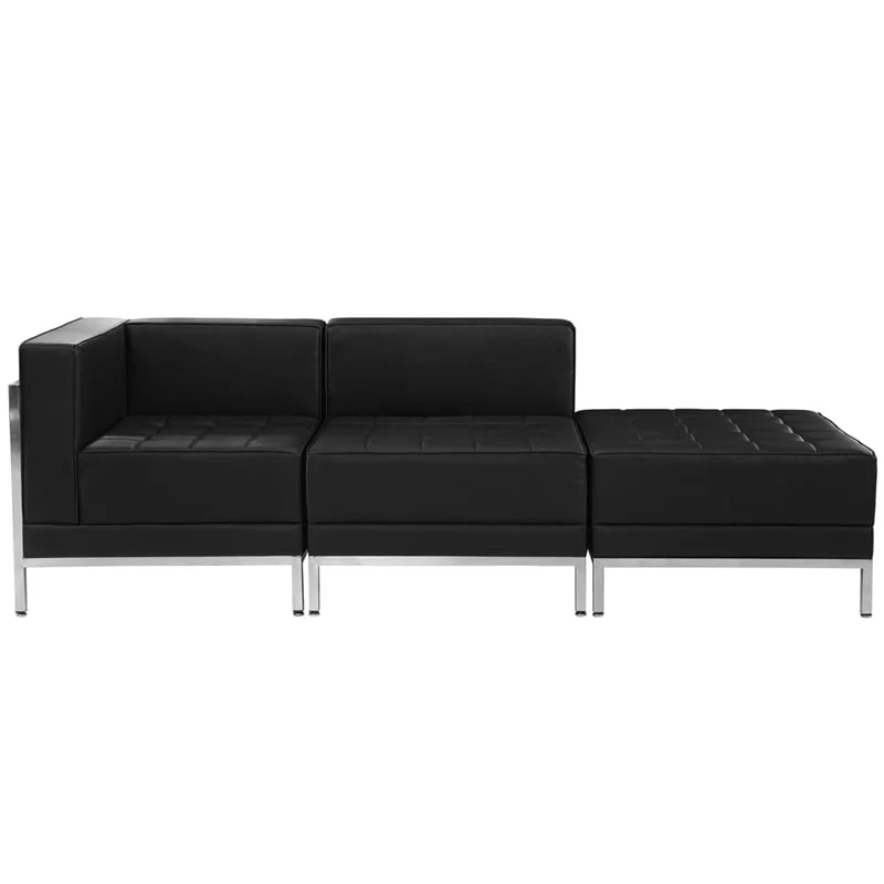 Sofa RFG Neo, two-seater, eco leather, metal base, 1450 x 720 x 700 mm, black