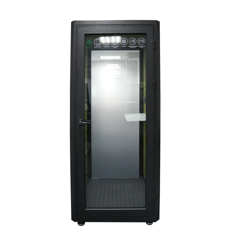 Шумоизолираща акустична кабина Flek, 960 х 1000 х 2300 mm, антрацит и зелено, сглобена мостра