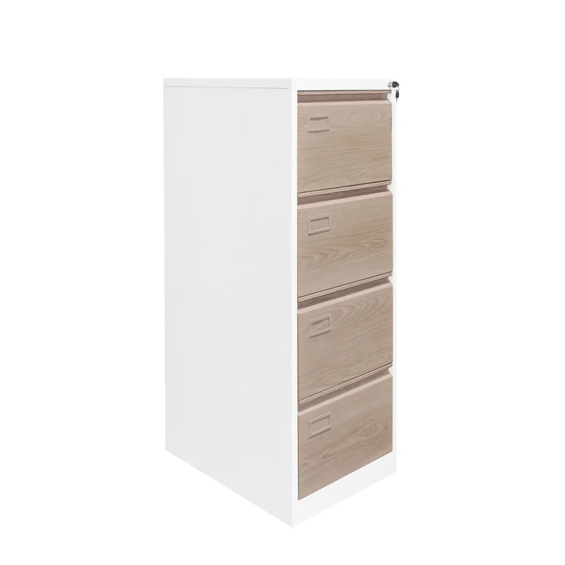 Кардекс RFG, метален, 1 x 4 чекмеджета, 452 х 620 х 1331 mm, кехлибарен дъб и бяло