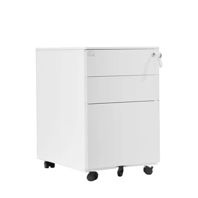 RFG Pedestal, metal, three drawers with lock, 390 ? 520 ? 600 mm, white