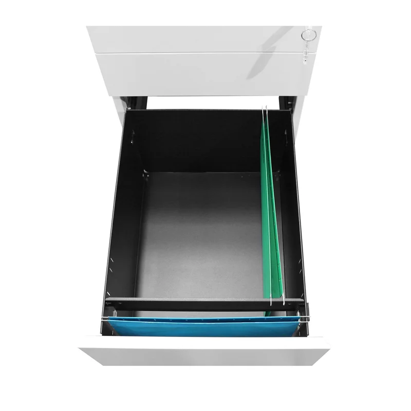 RFG Pedestal, metal, three drawers with lock, 390 ? 520 ? 600 mm, white