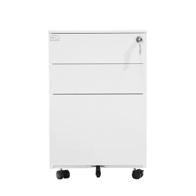 RFG Pedestal, metal, three drawers with lock, 390 ? 520 ? 600 mm, white