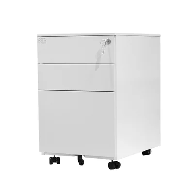 RFG Pedestal, metal, three drawers with lock, 390 ? 520 ? 600 mm, white