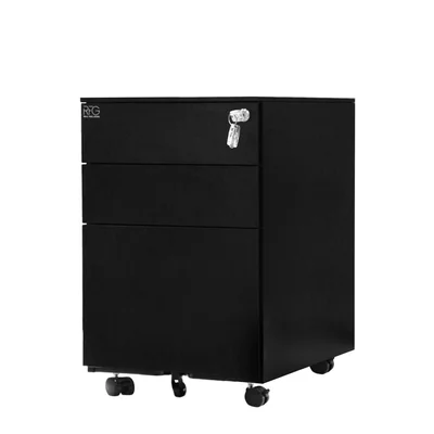 RFG Pedestal, metal, three drawers with lock, 390 ? 520 ? 600 mm, black
