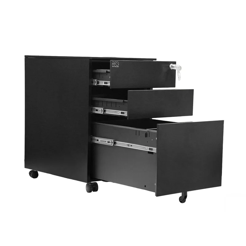 RFG Pedestal, metal, three drawers with lock, 390 ? 520 ? 600 mm, black