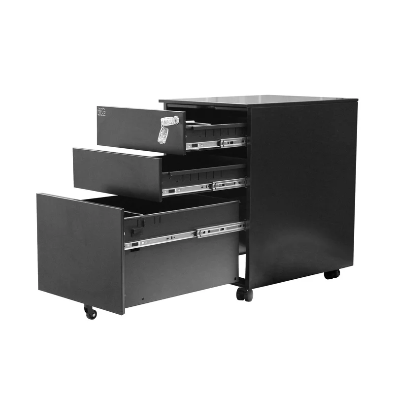 RFG Pedestal, metal, three drawers with lock, 390 ? 520 ? 600 mm, black