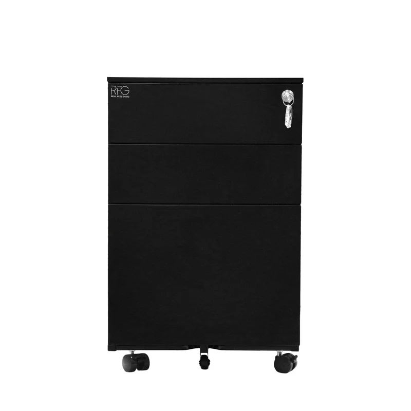 RFG Pedestal, metal, three drawers with lock, 390 ? 520 ? 600 mm, black