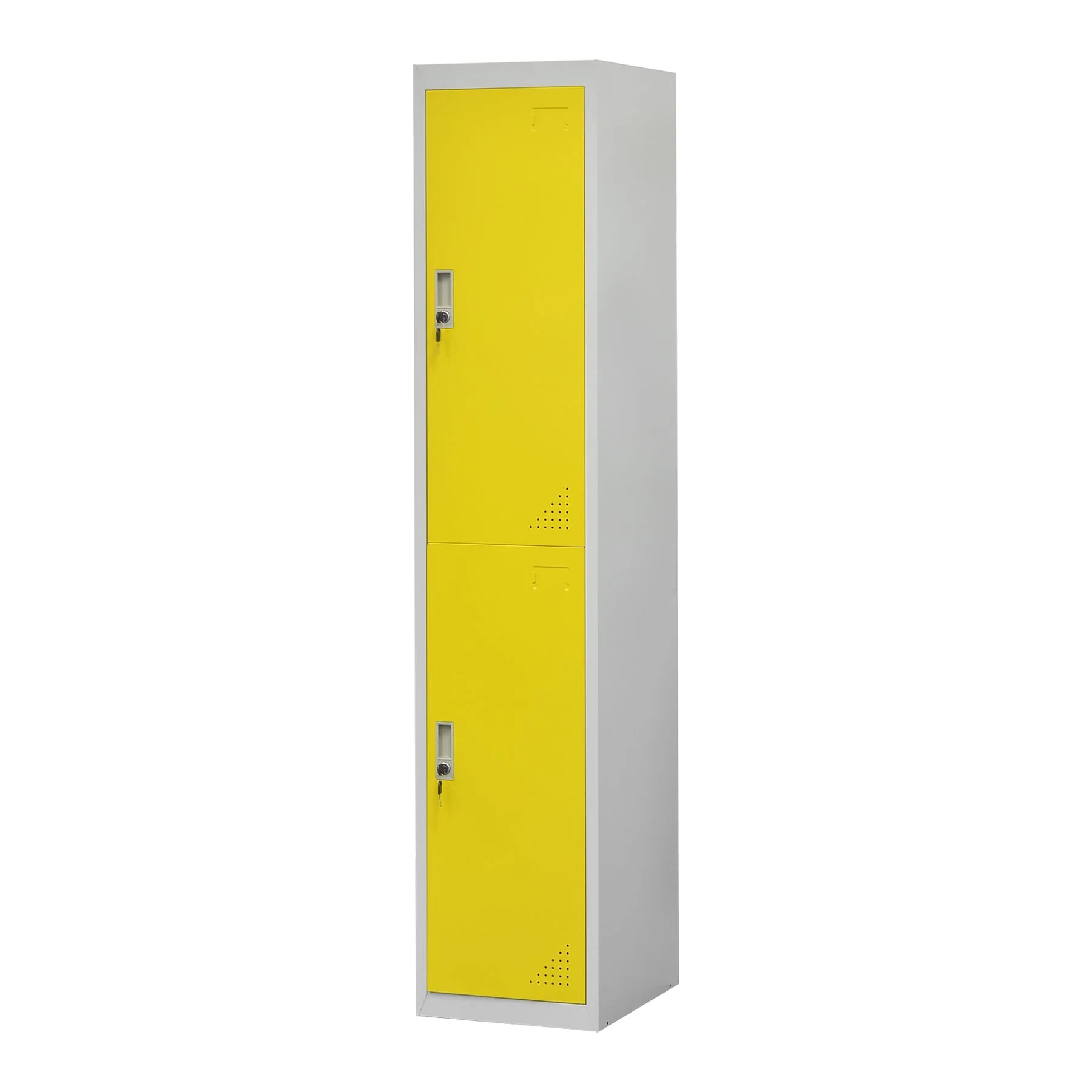 RFG Wardrobe, metal, single, with two compartments, 38 x 45 x 185 cm, gray body, yellow doors