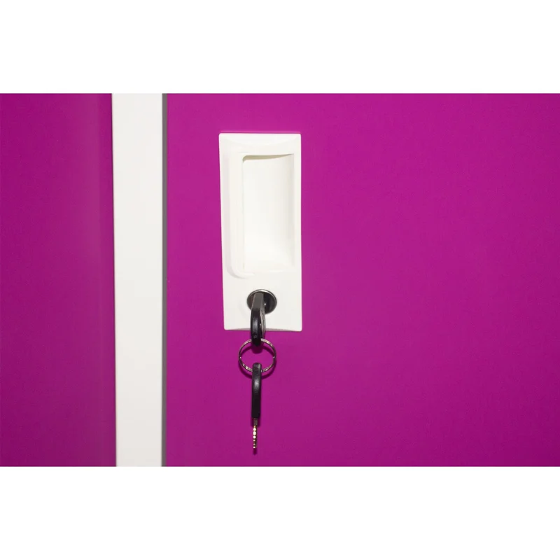 RFG Wardrobe, metal, triple, with three doors, 120 x 40 x 120 cm, white, with purple doors
