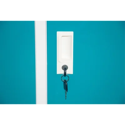 RFG Wardrobe, metal, triple, three doors, 120 x 40 x 120 cm, white, with turquoise doors