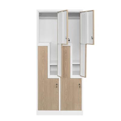 RFG Locker, double, metal, Z-shaped doors, 800 ? 450 ? 1850 mm, amber oak & white
