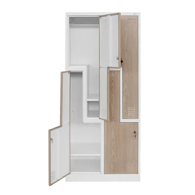 RFG Locker, double, metal, Z-shaped doors, 800 ? 450 ? 1850 mm, amber oak & white
