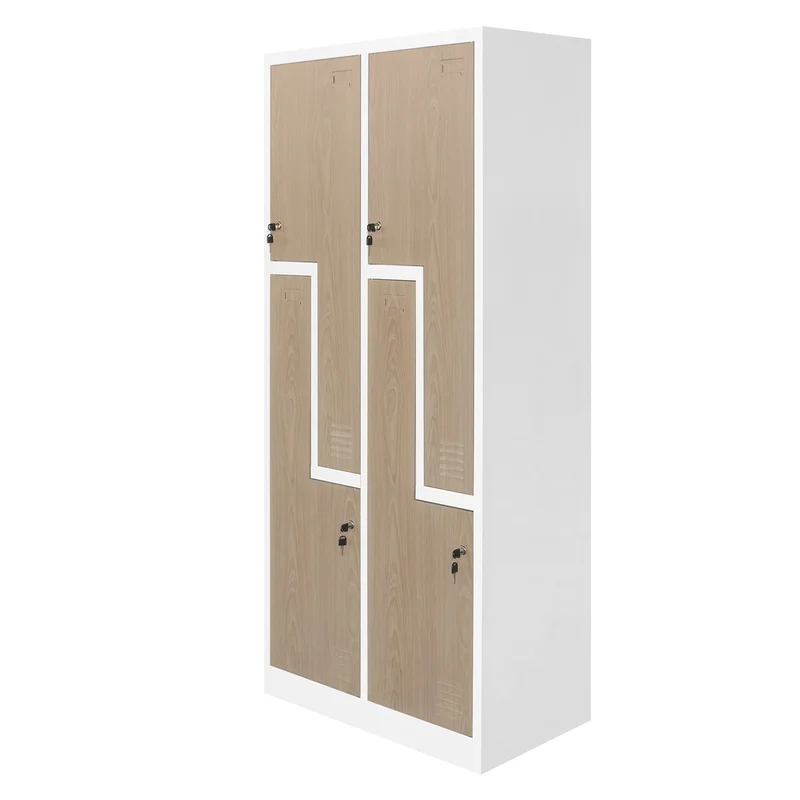 RFG Locker, double, metal, Z-shaped doors, 800 ? 450 ? 1850 mm, amber oak & white