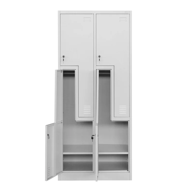 Гардероб RFG, двоен, метален, Z-образни врати, 800 х 450 х 1850 mm, сив