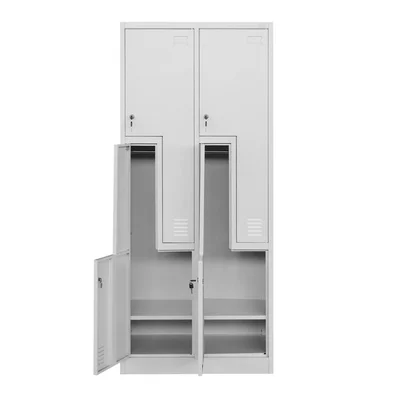 Гардероб RFG, двоен, метален, Z-образни врати, 800 х 450 х 1850 mm, сив
