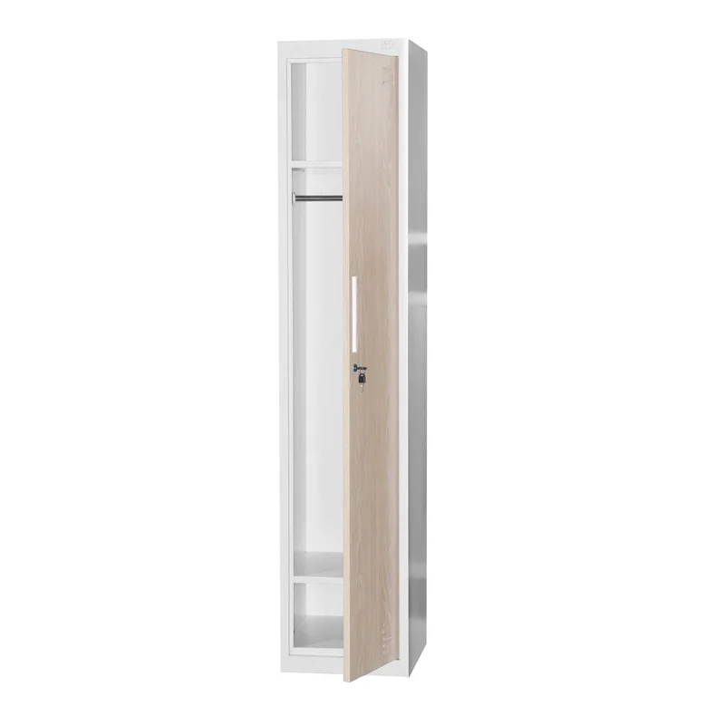 Гардероб RFG, единичен, метален, 380 х 450 х 1850 mm, кехлибарен дъб и бяло