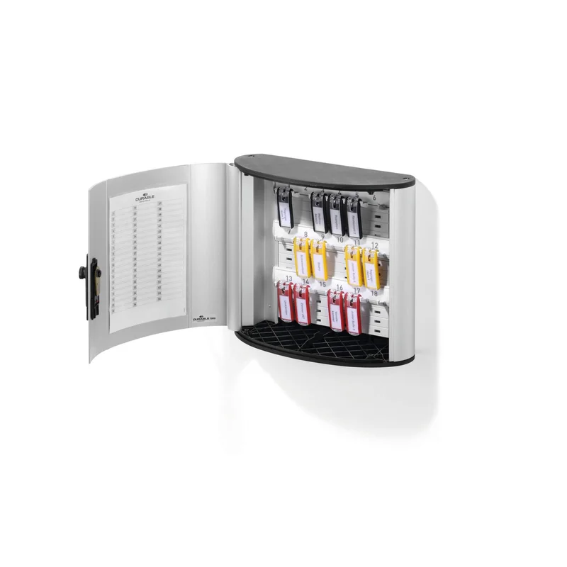 Durable Key cabinet for 18 keys, with code, metal, silver