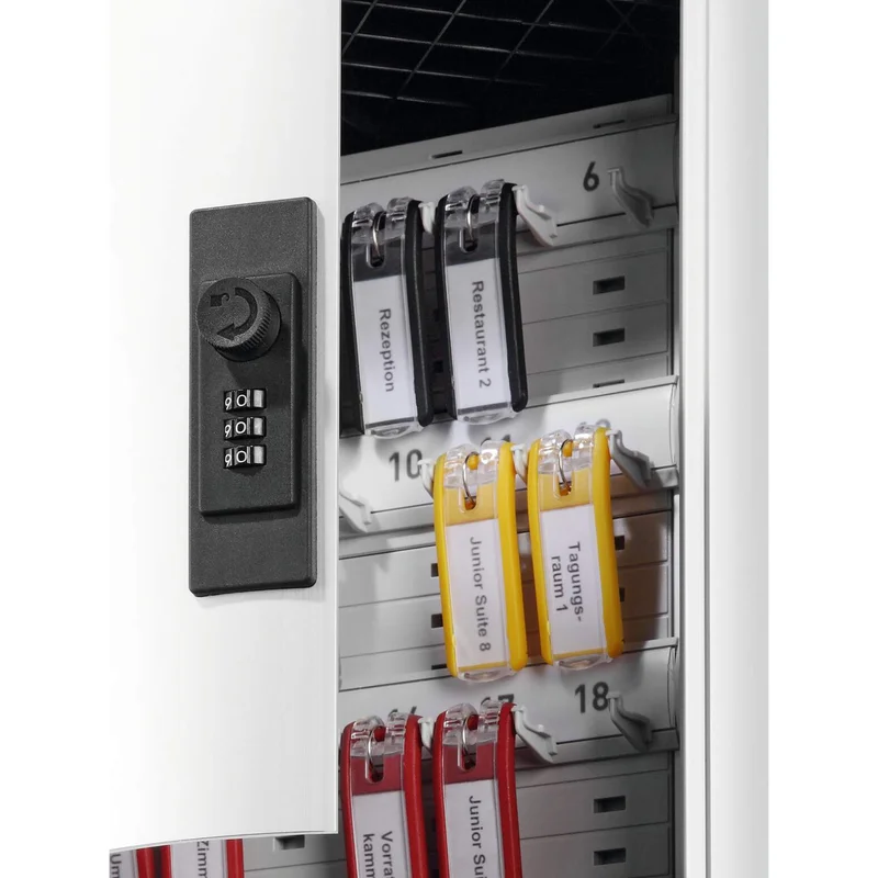 Durable Key cabinet for 18 keys, with code, metal, silver