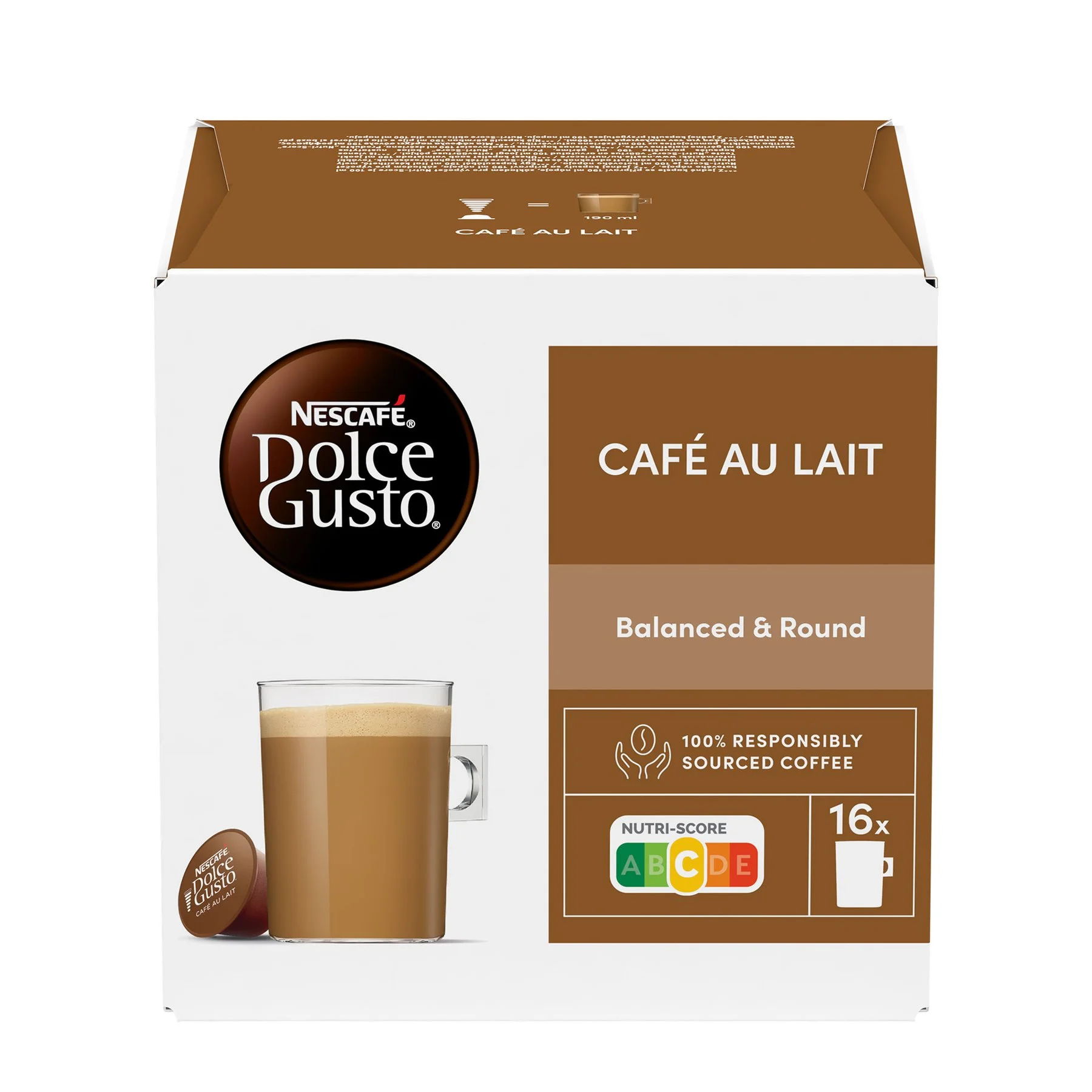 Nescafe Dolce Gusto Coffee capsule Cafe Au Lait, 16 pieces