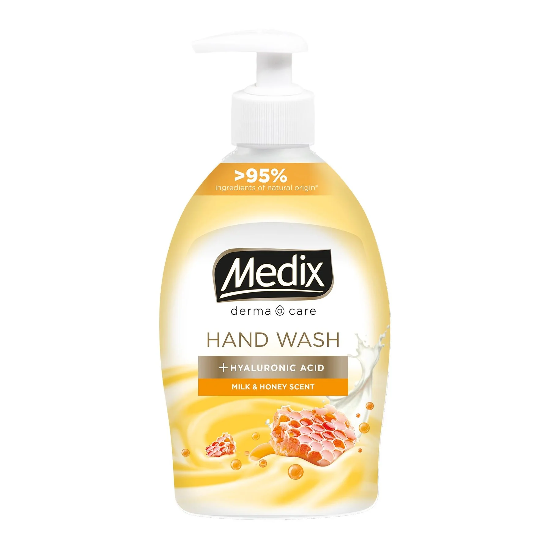 Liquid soap Medix Cream Milk & Honey, with pump, 400 ml, orange